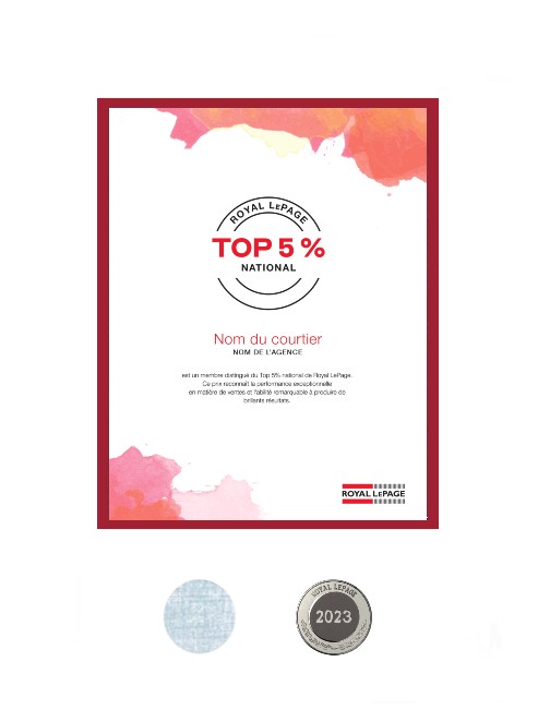 Mise à Top 5 % National MC de Royal LePage MD Mise à Top 5 % National MC de Royal LePage MD